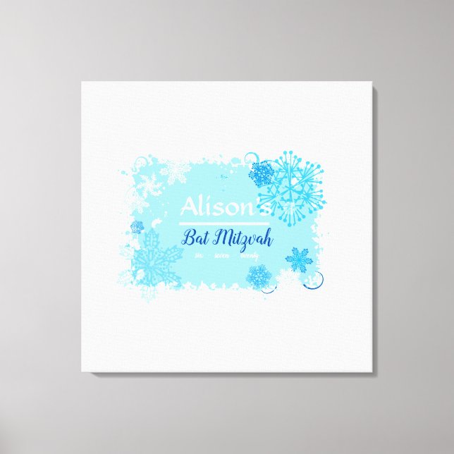 Toile Carte mémoire de connexion Bat mitzvah SNOWFLAKES  (Recto)
