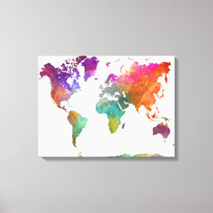 Toile Carte Mondiale De L'Aquarelle