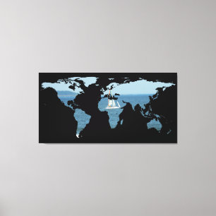 Toile Carte Mondiale Silhouette - Voile