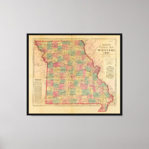 Toile Carte officielle de Lloyd's du Missouri (1861)