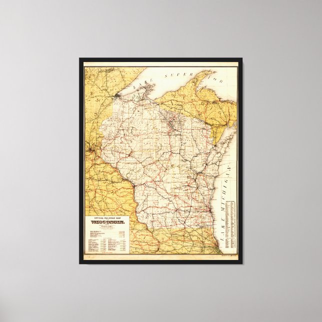 Toile Carte officielle du chemin de fer du Wisconsin (19 (Recto)