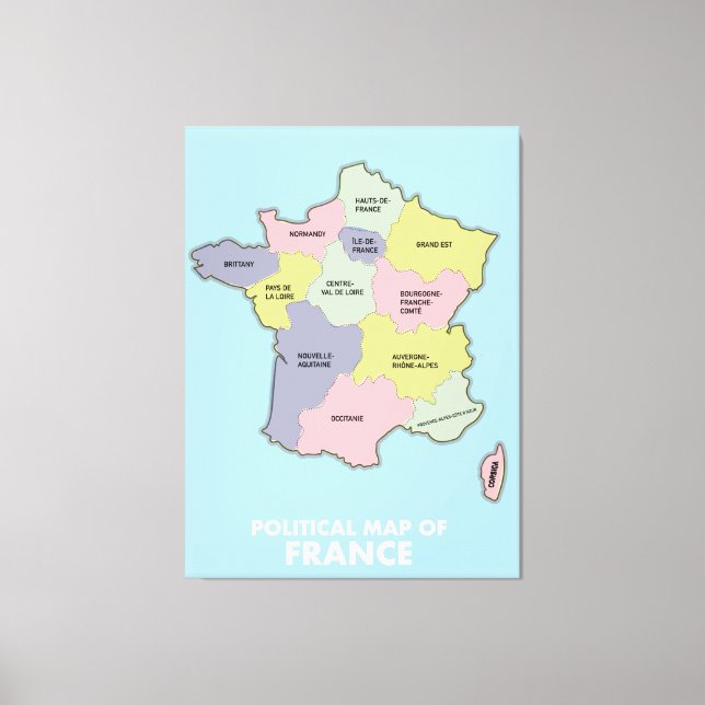 Toile Carte politique de la France (Recto)