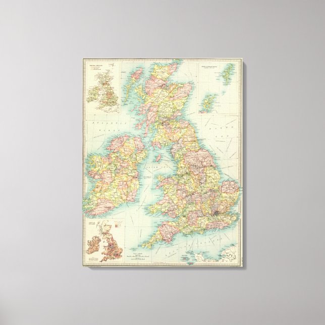 Toile Carte politique des îles britanniques (Recto)