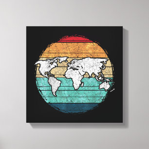 Toile Carte Retro World