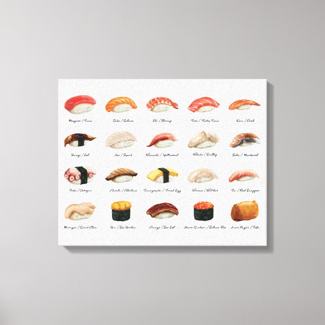 Toile Carte Sushi Aquarelle (Recto)