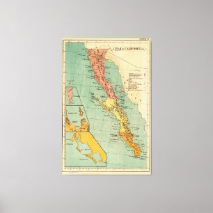 Toile Carte vintage de Basse-Californie (1899)