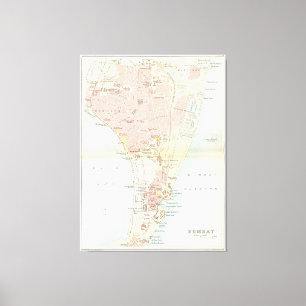 Toile Carte vintage de Bombay Inde (1893)