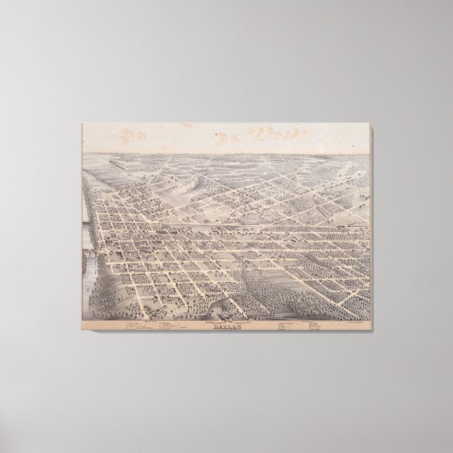 Toile Carte vintage de Dallas Texas (1872) (Recto)
