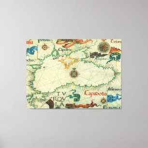 Toile Carte vintage de la Mer Noire (1559)