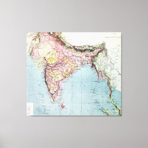 Toile Carte vintage de l'Inde   1877