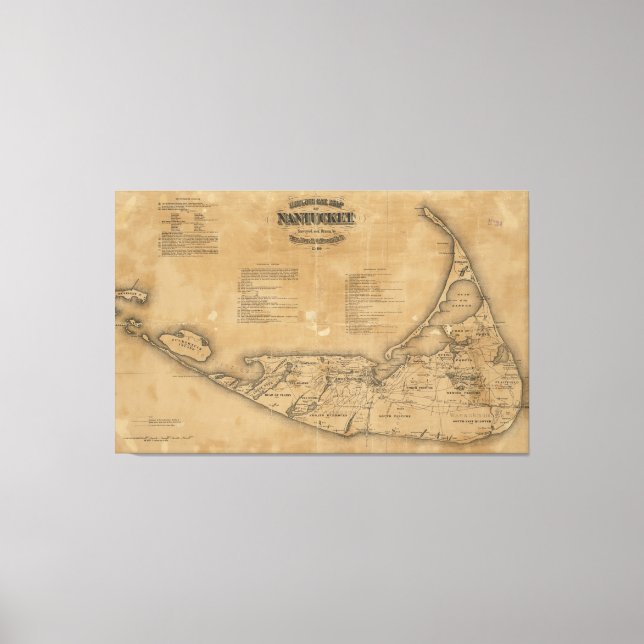 Toile Carte vintage de Nantucket (1869) (Recto)