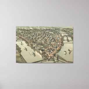 Toile Carte vintage de Pittsburgh (1902)
