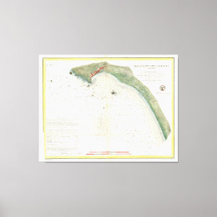 Toile Carte vintage de port en croissant CA (1859) de