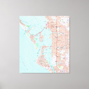 Toile Carte vintage de Sarasota la Floride (1973)