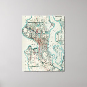 Toile Carte vintage de Seattle Washington (1911)