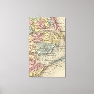 Toile Carte vintage des banques externes (1859)