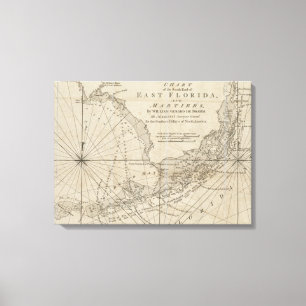 Toile Carte vintage des clés de la Floride (1771)