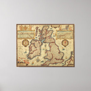 Toile Carte vintage des îles britanniques, 1552 - 1629