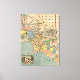 Toile Carte vintage du comté de Los Angeles CA (1888)