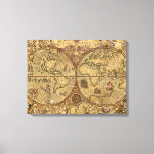 Toile Carte vintage du monde