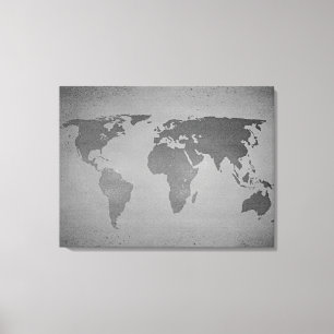 Toile Carte vintage du monde noir et blanc