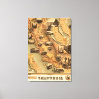 Carte vintage unique restaurée de Californie, 1885