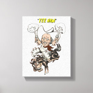 Toile Cartoon cowboy tir pistolets équitation art
