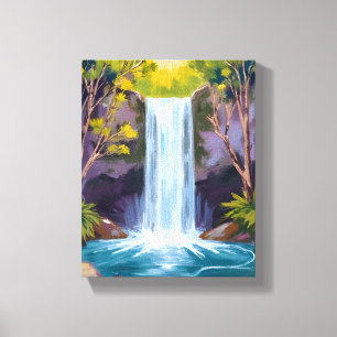 Toile Cascade bleue   Peinture de paysage forestier de l
