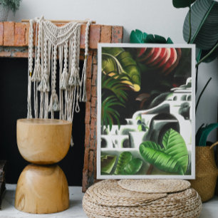 Toile Cascade de forêt luxuriante dans le style d'art gé