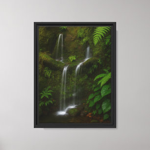 Toile Cascade de la Jungle cachée avec verdure luxuriant