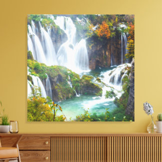 Toile Cascade dramatique Cascade Eau en cascade Couleurs