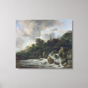 Toile Cascade près d'un village, c.1665-70