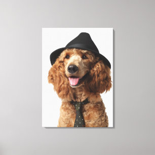 Toile Casquette et cravate de port d'or de chien de