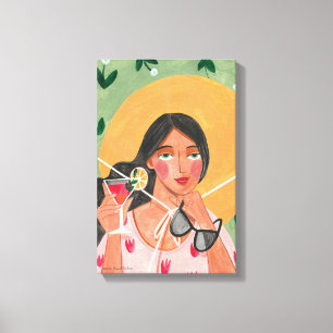 Toile Casquette été fille lunettes de soleil floral