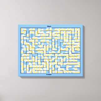 Toile Casse-tête labyrinthe bleu et jaune