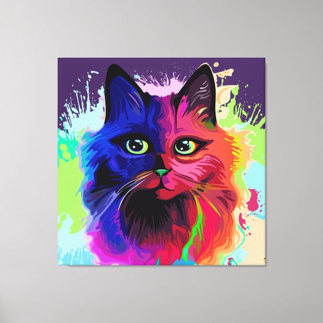 Toile Cat Trippy Psychedelic Pop Art (Recto)