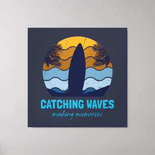 Toile Catching Waves Retro Surboard Beach Art