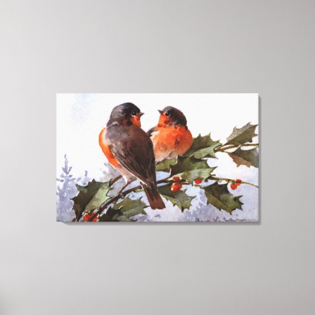 Toile Catherine Klein : Robins sur Holly (Recto)