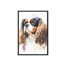 Cavalier King Charles Spaniel Chien en Aquarelle