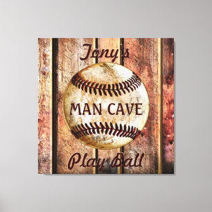 Toile Cave d'Homme Art de Mur de Baseball Personnalisé V