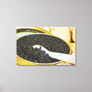 Toile Caviar noir et cuillère en nacre pour