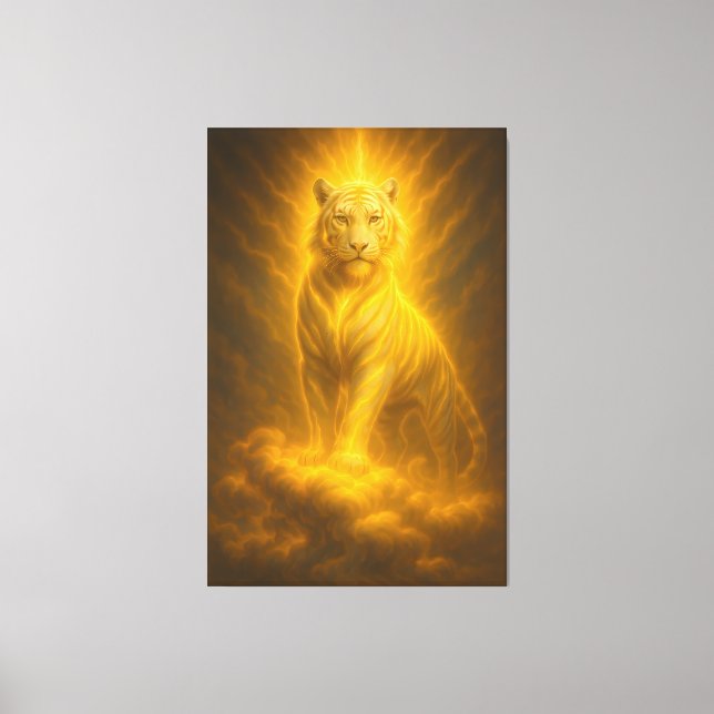 Toile Celestial Golden Ascension White Tiger – Divine Ri (Recto)