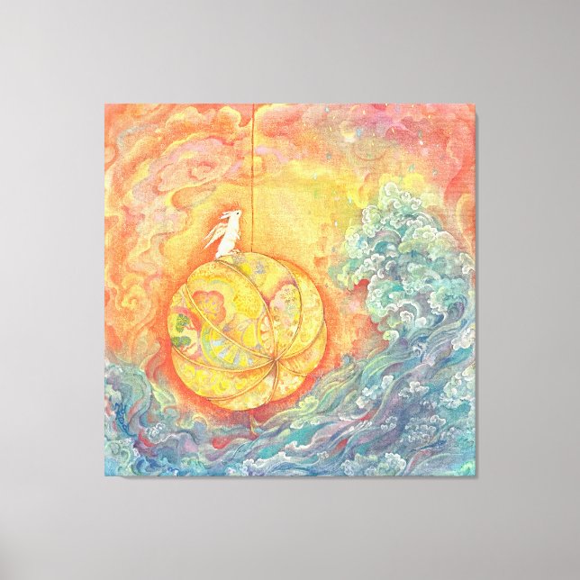 Toile Celestial Orb: Winged Hare on Silken Brocade (Recto)