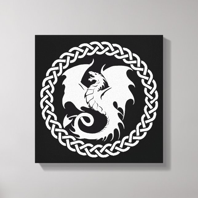 Toile Cercle celtique Dragon noir blanc (Recto)