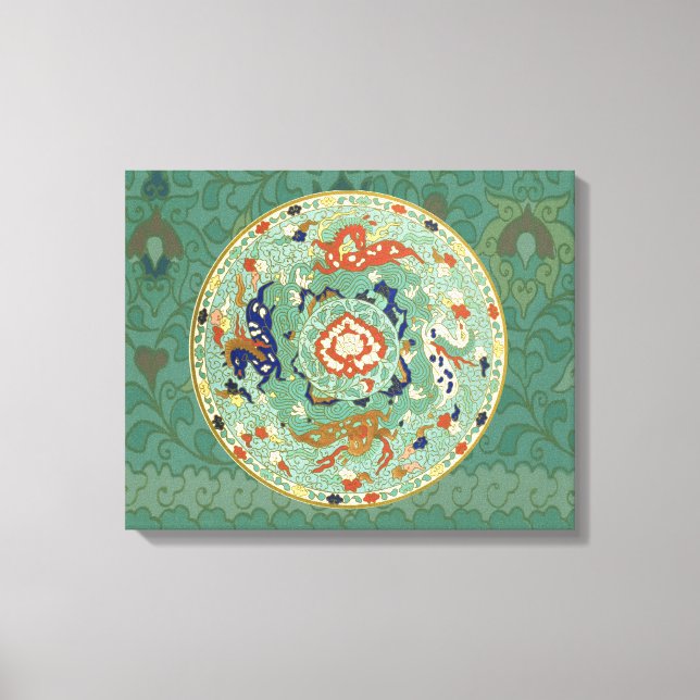 Toile Cercle chinois antique bleu vert (Recto)