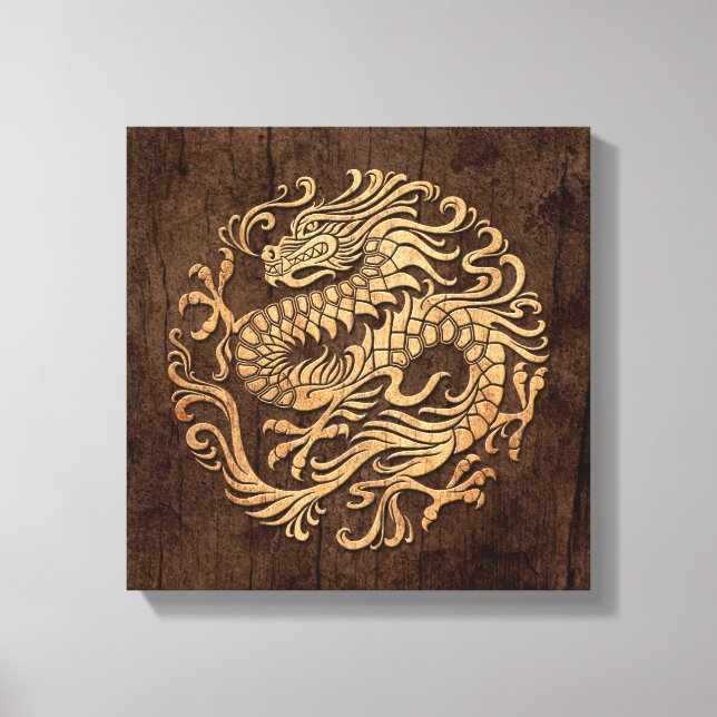 Toile Cercle de dragon chinois avec effet de grain de bo (Recto)
