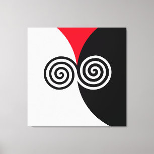 Toile Cercles de spirale abstraits sur fond noir rouge e