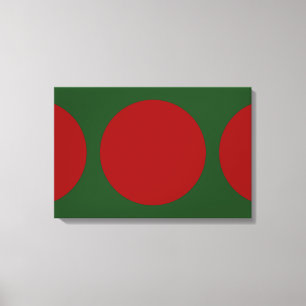 Toile Cercles rouges sur vert