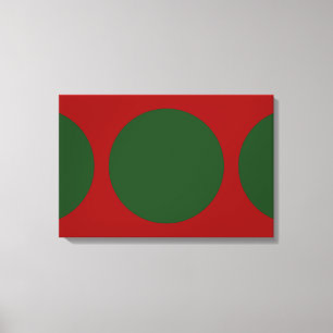 Toile Cercles verts en rouge