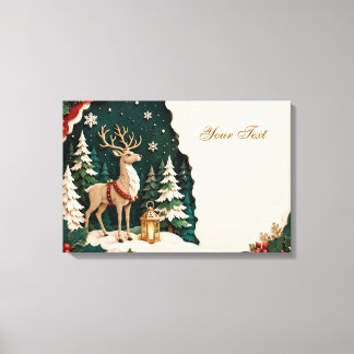 Toile Cerf de Noël cadre forestier